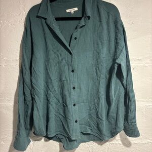 Madewell Seafoam Green Button-Up Shirt 100% Cotton